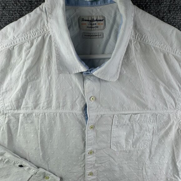 Tommy Bahama Long Sleeve Button Up Shirt Adult Ice Blue Modern Fit Large Cotton - Picture 1 of 12
